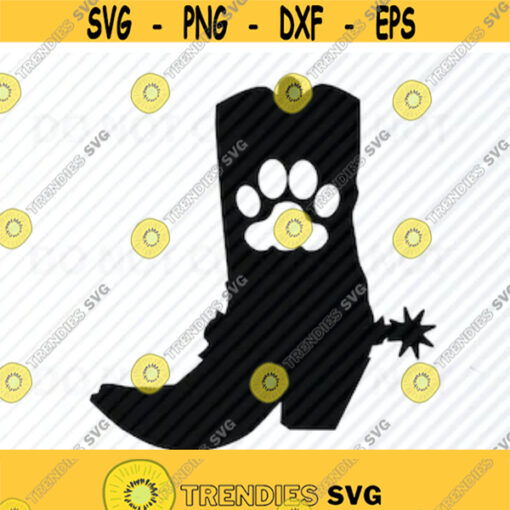 Dog Paw Print Cowboy Boot SVG Files For Cricut Western svg Clipart Dog Paw boots silhouette Files SVG Image Eps Png Dxf Stencil Clip Art Design 330