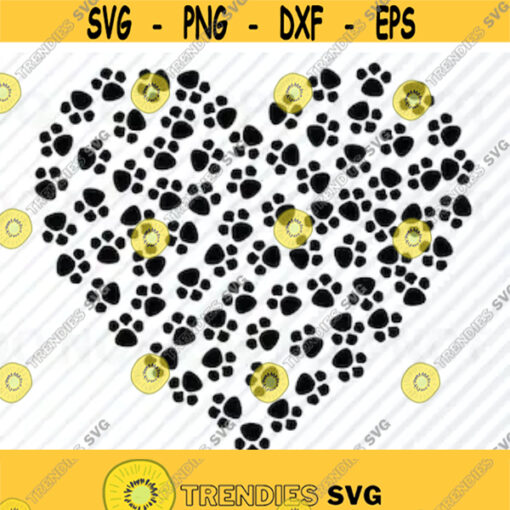Dog Paw Print Heart SVG Files Dogs Vector Images Clipart Cutting Files SVG Image For Cricut Dog Silhouettes Eps Png Dxf Clip Art Design 198