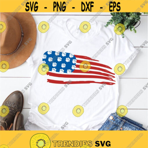 Dog svg Dog mom svg Paw print svg Patriotic svg flag svg American flag svg 4th of july svg iron on clipart SVG DXF eps png Design 151
