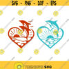 Dolphin Heart Beach Ocean Cuttable Design SVG PNG DXF eps Designs Cameo File Silhouette Design 222