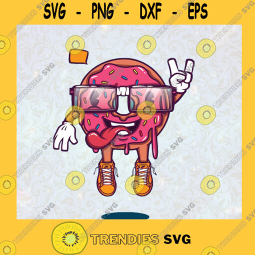 Donut Guy Strawberry Donut wears Glasses Abstract Cartoon Painting Creative Graffity Art SVG Digital Files Cut Files For Cricut Instant Download Vector Download Print Files