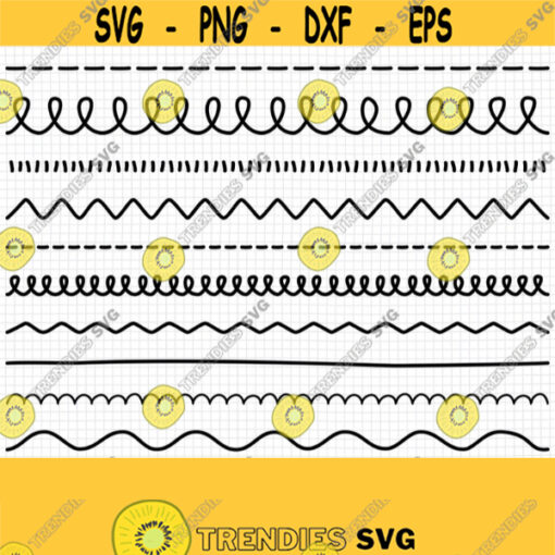 Doodle Dividers SVG. Hand Drawn Line Dividers Cut Files Set Decorative Text Borders PNG Vector Page Divider Clipart. Digital Files dxf eps Design 605