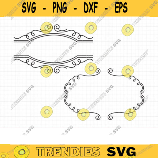 Doodle Frame SVG DXF File for Cricut and Silhouette Cute Curly Hand Drawn Swirl Frame and Border svg dxf Cut File copy