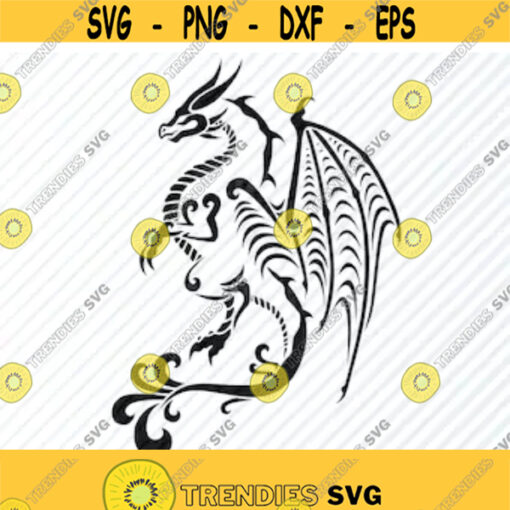 Dragon 4 Fantasy SVG files Silhouette Vector Images Clipart Cutting Files SVG Image For Cricut Black Dragon svg Eps Png Dxf Clip Art Design 443