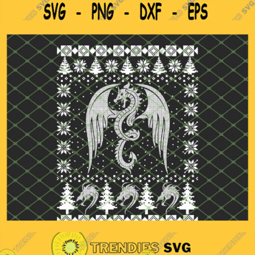 Dragon Christmas Fantasy Mystical Holiday SVG PNG DXF EPS 1