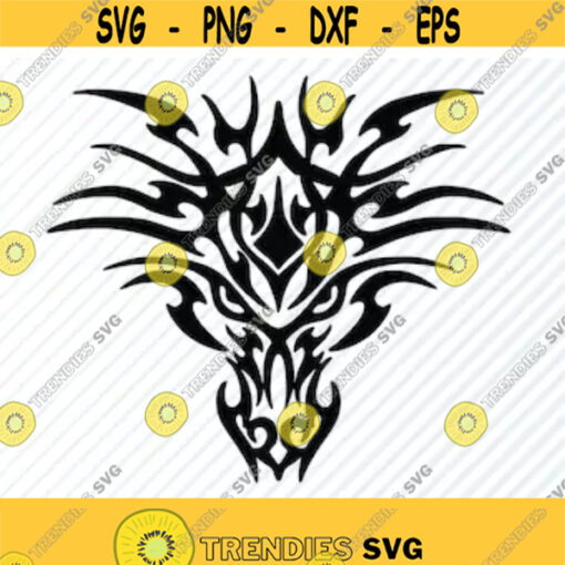 Dragon Head 2 SVG Silhouette Vector Images Clipart Cutting Files SVG Image For Cricut Fantasy Dragon tribal Eps Png Dxf Clip Art Design 149