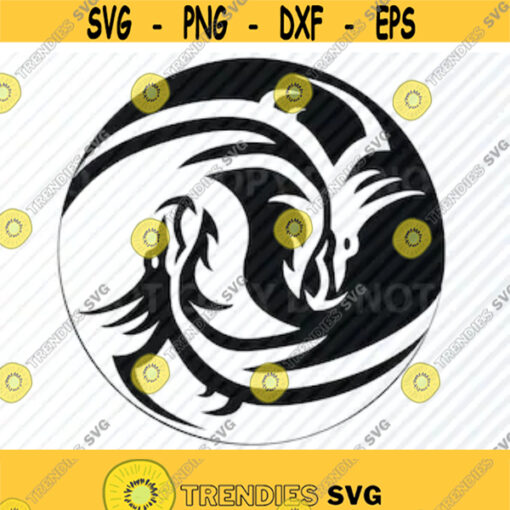 Dragon Yin Yang SVG files Silhouette Vector Images Clipart Cutting Files SVG Image For Cricut tribal svg Eps Png Dxf Clip Art Design 56