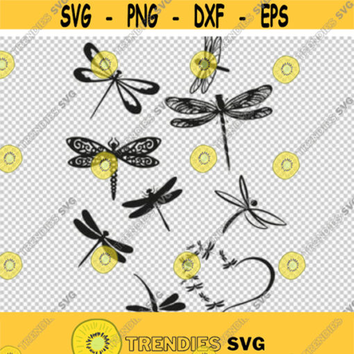 Dragonfly Bundle Collection SVG PNG EPS File For Cricut Silhouette Cut Files Vector Digital File