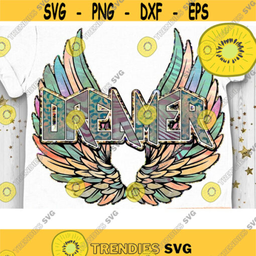 Dreamer Wings PNG Retro Sublimation Rock n Roll PNG Vintage Leopard PNG Wings Sublimation Rock Wings Dreamer Design 453 .jpg