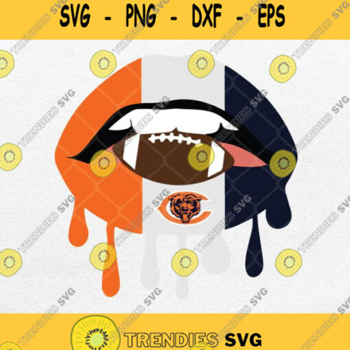 Dripping Lips Football Chicago Bears Svg