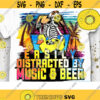 Easily Distracted by Music and Beer PNG Funny Skull Sublimation Summer Skull Summer Vibes Summer Drinking PNG Design 284 .jpg