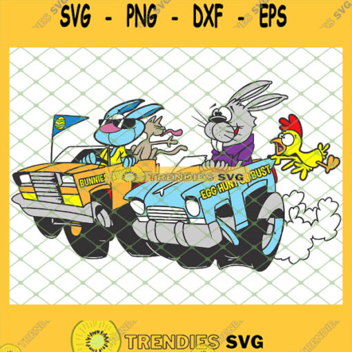 Easter Boys Kids Funny Bunny Race Car SVG PNG DXF EPS 1