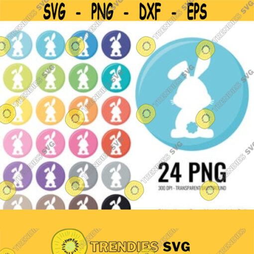 Easter Bunny Clipart. Digital Cute White Rabbit Monogram Bunny Butt Icons Easter Printable Stickers. Kids Easter Bunny Tail Circles PNG Design 409