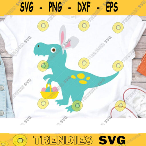 Easter Bunny Dinosaur SVG Easter Egg Hunt Dinosaur with Bunny Ears Kid Funny Easter Bunnysaurus T Shirt Design Svg Dxf Cut Files for Cricut copy