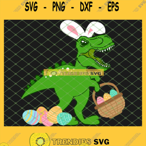 Easter Bunny Dinosaur T Rex With Eggs Hunt Funny SVG PNG DXF EPS 1