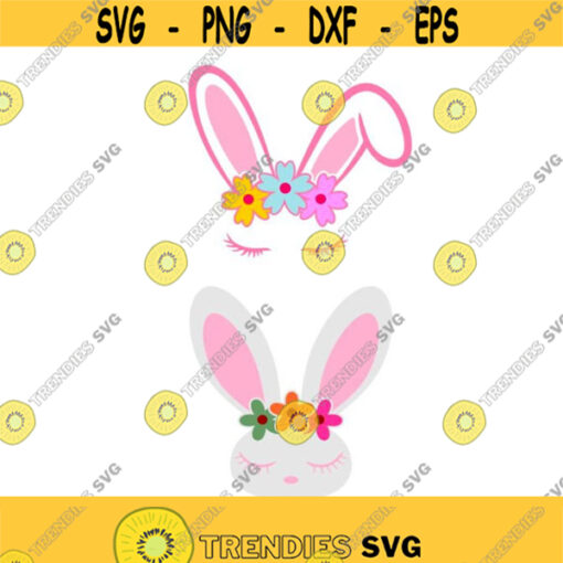 Easter Bunny Flowers Cuttable Design Pack SVG PNG DXF eps Designs Cameo File Silhouette Design 936