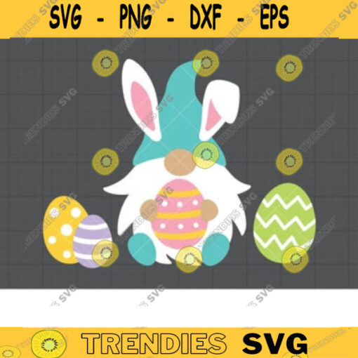 Easter Bunny Gnome Svg Gnome with Bunny Ears and Easter Eggs Happy Easter Gnome Holding Egg SVG DXF Clipart Cut Files for Cricut copy