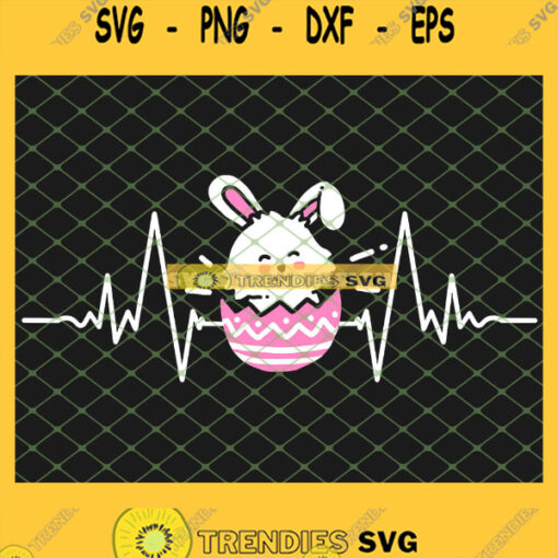 Easter Bunny Heartbeat Egg Rabbit SVG PNG DXF EPS 1