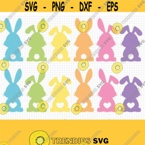 Easter Bunny SVG. Baby Bunnies Clipart PNG. Rabbit Butt Monogram Cut Files. Bunny Bottom Silhouette Vector DXF for Cutting Machine Download Design 245