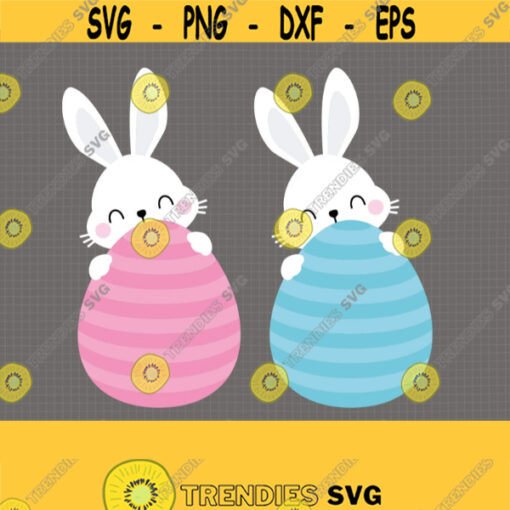 Easter Bunny SVG. Cute Baby Bunny Egg Baby Boy Baby Girl PNG Clipart. Pink Blue Toddler Easter Eggs Cut Files Vector DXF Cutting Machine Design 531