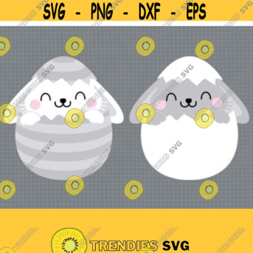 Easter Bunny SVG. Cute Baby White Bunny Egg PNG Clipart. Grey Bunnies Toddler Easter Eggs Cut Files Boy and Girl Vector DXF Cutting Machine Design 323