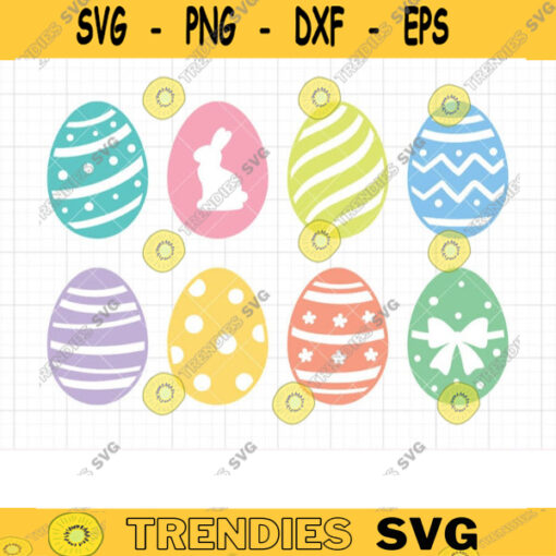 Easter Eggs Svg Easter Eggs Clipart Clip Art Easter eggs with Polka Dot Stripes Chevron Pattern Easter Bunny SVG DXF Cut Files for Cricut copy