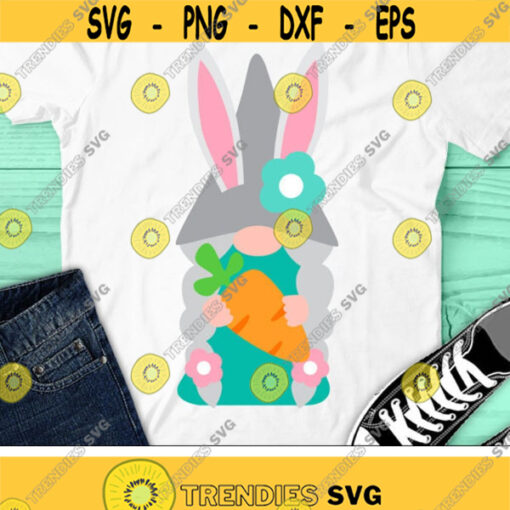 Easter Gnome Girl Svg Cute Gnome Girl with Carrot Svg Dxf Png Easter Svg Clipart Easter Shirt Design Silhouette Cricut Cut Files Design 1546 .jpg