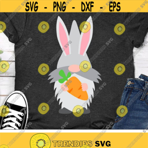 Easter Gnome Svg Easter Svg Gnome Svg Dxf Png Easter Clipart Easter Shirt Design Cute Gnome with Carrot Silhouette Cricut Cut Files Design 1548 .jpg