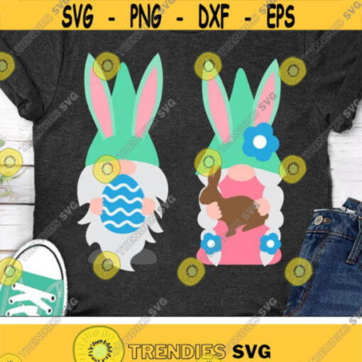 Easter Gnomes Couple Svg Cute Gnomes Svg Dxf Png Easter Clipart Easter Shirt Design Gnome Girl Boy Svg Silhouette Cricut Cut Files Design 1045 .jpg