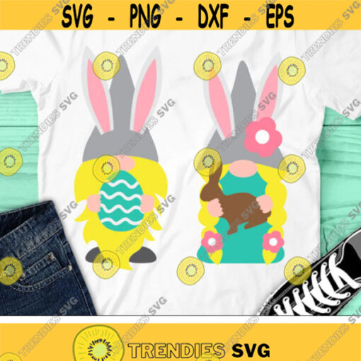 Easter Gnomes Couple Svg Cute Gnomes Svg Dxf Png Easter Clipart Easter Shirt Design Gnome Girl Boy Svg Silhouette Cricut Cut Files Design 2454 .jpg