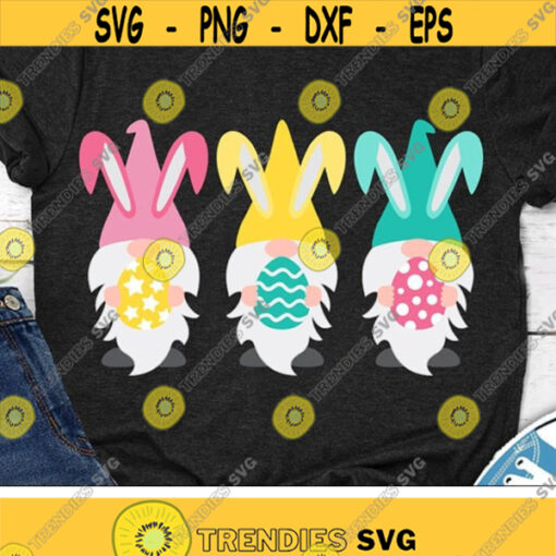 Easter Gnomes Svg Easter Svg Gnome Svg Dxf Png Eps Easter Shirt Design Three Gnomes with Bunny Ears Svg Silhouette Cricut Cut Files Design 447 .jpg