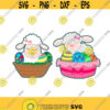 Easter Lamb Basket Eggs Cuttable Design Pack SVG PNG DXF eps Designs Cameo File Silhouette Design 872