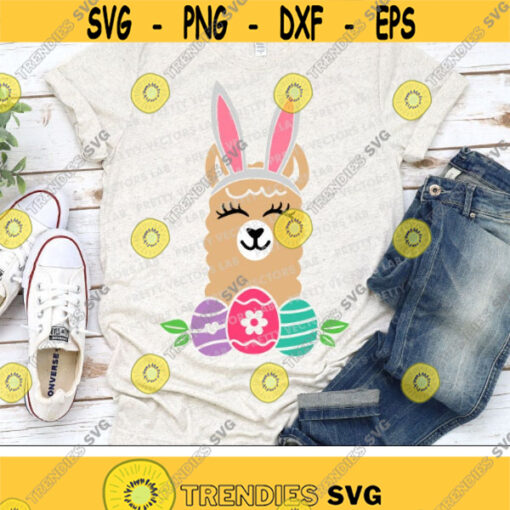 Easter Llama Svg Llama Face Svg Llama with Bunny Ears Svg Dxf Eps Png Girls Easter Cut Files Easter Eggs Kids Design Silhouette Cricut Design 903 .jpg