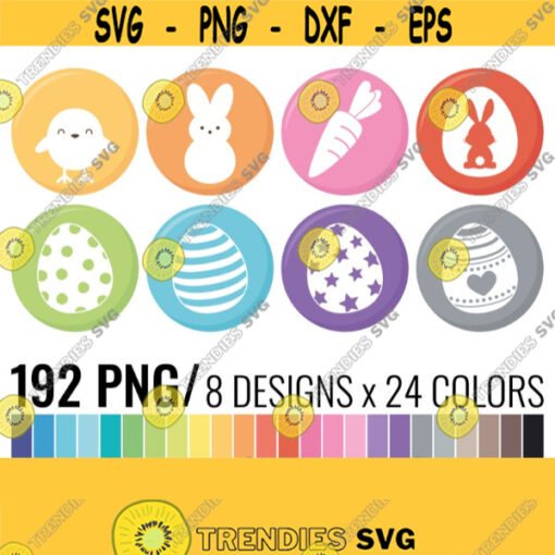 Easter Peeps Clipart. Digital Easter Eggs Bunny Peeps Icons Cute Marshmallow Bunnies Printable Stickers. Kids Easter Chicks Circles PNG Design 410