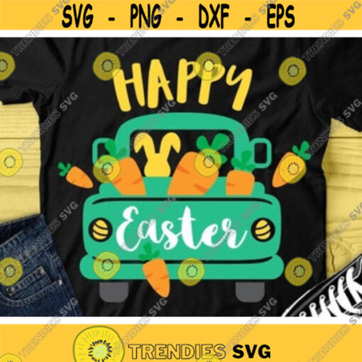 Easter Svg Easter Truck Svg Happy Easter Svg Dxf Png Eps Vintage Truck with Carrots Svg Bunny Clipart Silhouette Cricut Cut Files Design 600 .jpg