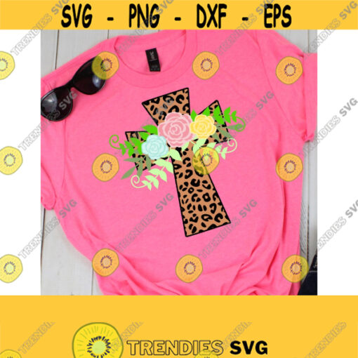 Easter Svg Leopard Print Cross Easter Cross Svg Easter Sublimation SVG DXF PNG Jpeg Eps Ai Pdf Cut Files Easter Clipart