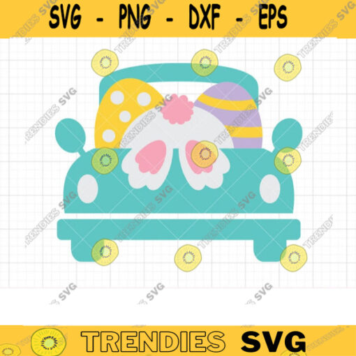 Easter Truck SVG Truck with Easter Bunny and Easter Eggs Bunny on Truck Vintage Happy Easter Truck Clipart SVG DXF Cut Files for Cricut copy