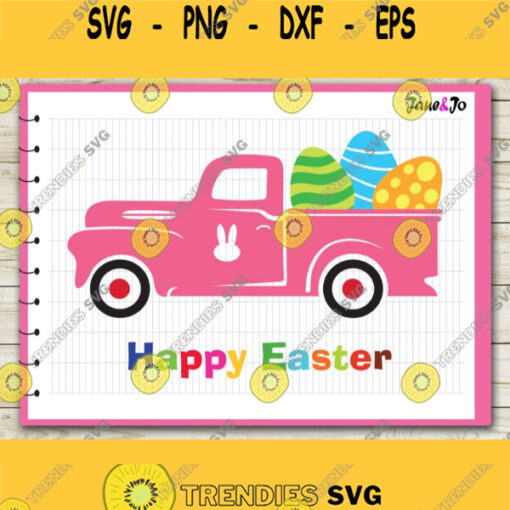 Easter Truck SVGHappy Easter SvgSilhouette Cut Files Easter SVG Bunny Truck files Vector ClipartCut filescricut cut files cutting file