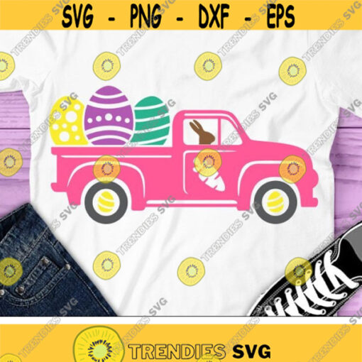 Easter Truck Svg Easter Svg Truck with Eggs Svg Dxf Png Girl Easter Svg Old Truck Clipart Monogram Svg Silhouette Cricut Cut Files Design 1436 .jpg