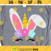 Easter Unicorn Svg Bunny Unicorn Monogram Easter Bunny Svg Girl Easter Shirt Cute Unicorn with Bow Svg Cut Files for Cricut Png Dxf.jpg