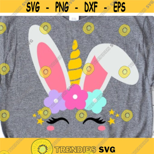 Easter Unicorn Svg Bunny Unicorn Monogram Easter Bunny Svg Girl Easter Shirt Cute Unicorn with Bow Svg Cut Files for Cricut Png