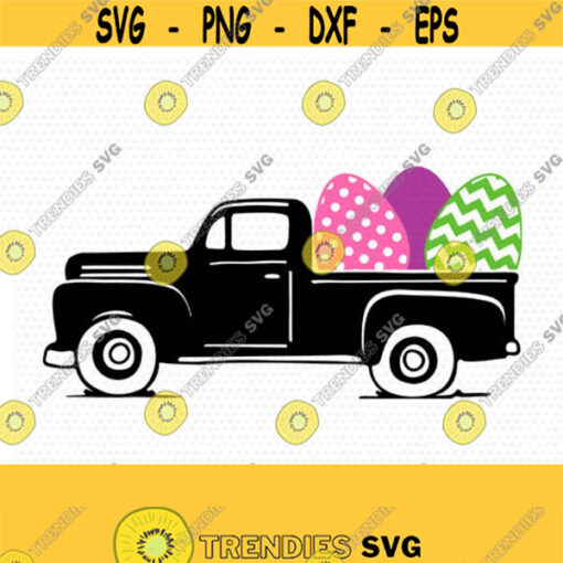 Easter vintage Truck Svg Easter old Truck Easter Cutting File Svg Easter eggs CriCut Files frame svg jpg png dxf Silhouette cameo Design 350