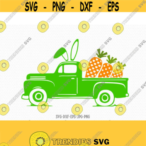 Easter vintage old truck Svg Easter eggs easter bunny carrot Svg Easter old Truck Easter Cricut svg jpg png dxf Silhouette cameo Design 430