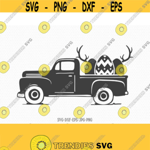 Easter vintage old truck Svg Easter eggs hunting season svg Easter old Truck Easter eggs Easter Cricut svg jpg png dxf Silhouette cameo Design 663