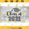 Educ Clipart Big Words Class of 2021 in Leopard Skin Cheetah Print and Script Type with Graduation Cap Digital Download SVG PNG Design 1119
