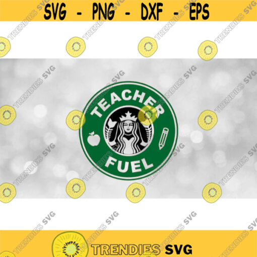 Education Clipart BlackGreen Teacher Fuel with Apple and pencil Icons Logo Spoof Inspired by Coffee Shop Digital Download SVG PNG Design 1486