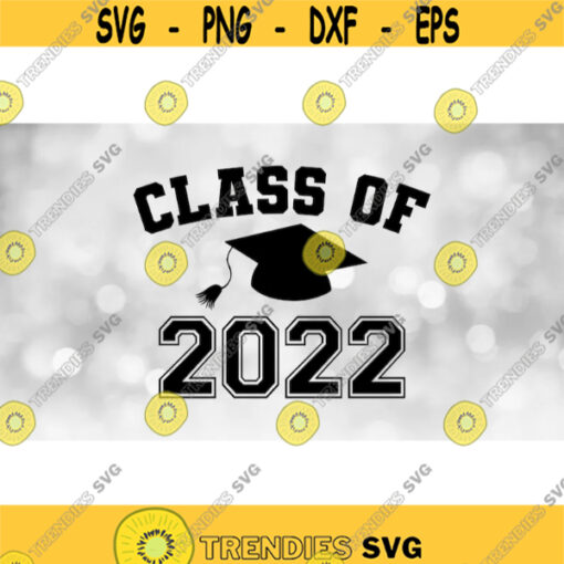 Educational Clip Art Black Class of 2022 Arched College Letters with Graduation CapTassel Layers Included Digital Download SVG PNG Design 732