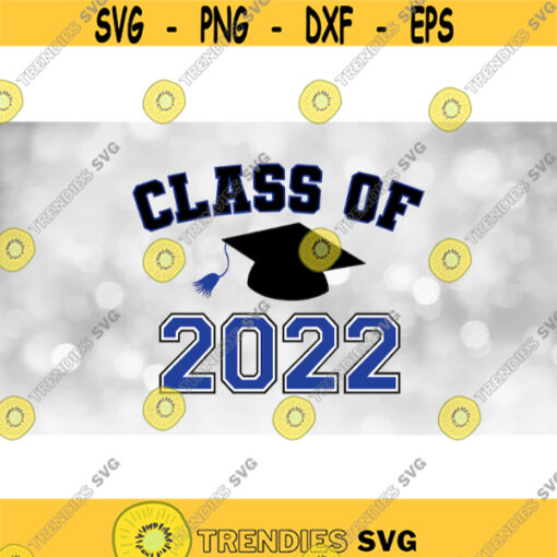 Educational Clip Art Class of 2022 Arched College Letters with Graduation CapTassel Layered BlackBlueWhite Digital Download SVGPNG Design 730