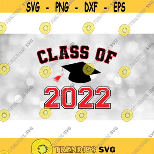 Educational Clip Art Class of 2022 Arched College Letters with Graduation CapTassel Layered BlackRedWhite Digital Download SVG PNG Design 731