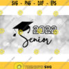 Educational Clipart Black Fancy Script Word Senior with Graduation Mortarboard Cap and Bold Block Type 2022 Digital Download SVG PNG Design 583